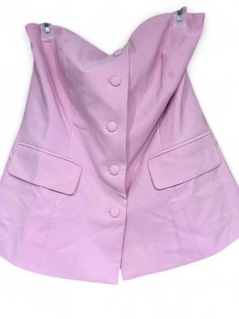 Girls' Strapless Pink Button-Front Coat